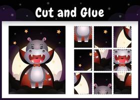 Children board game cut and glue with a cute hippo vector