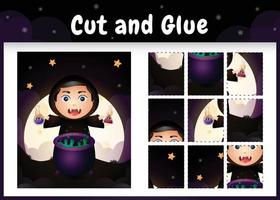 Children board game cut and glue with a cute boy vector