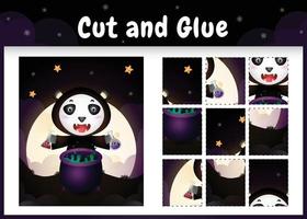 Children board game cut and glue with a cute panda vector