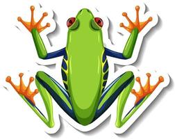 A sticker template with top view of green frog isolated vector