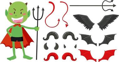 Set of devil and angel object decor vector