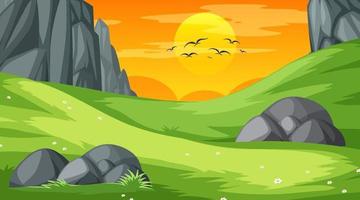 Blank landscape scene of nature park at sunset time vector