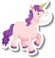 Lindo unicornio pose de pie sobre fondo blanco. vector