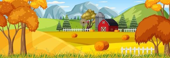 Farm horizontal landscape scene with barn and windmill vector