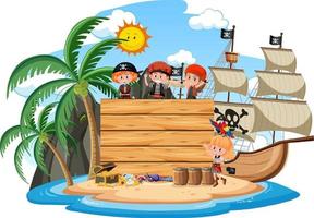 Pirate island with an empty banner isolated on white background vector