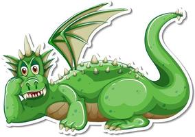 etiqueta engomada del personaje de dibujos animados del dragón verde vector