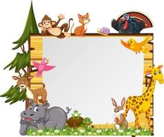 Empty banner with various wild animals vector