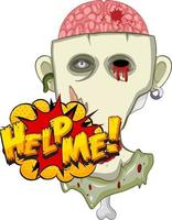 Help me text design with creepy zombie vector