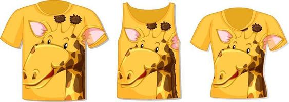 Different types of tops with giraffe pattern vector