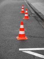 Traffic cones in the stree photo