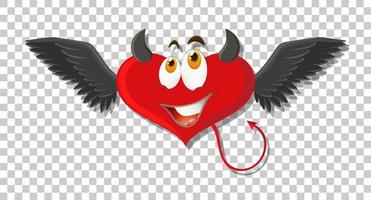 diablo en forma de corazón con expresión facial vector