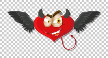 diablo en forma de corazón con expresión facial vector