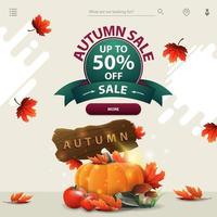 Autumn sale, a template for your website with harvest of vegetables vector