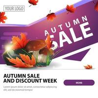 Autumn discount banner with mushrooms vector