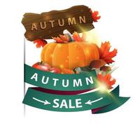 Autumn sale, isolated web banner with harvest of vegetables vector