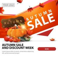 Autumn sale, modern square web banner with harvest of vegetables vector