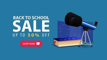 Back to school, discount web banner in minimalist style vector