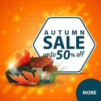 Autumn sale, square discount web banner for your website vector