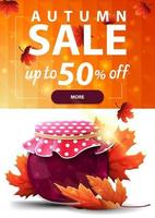 Autumn sale, vertical discount web banner with polygonal texture vector