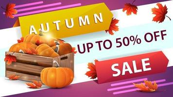 Venta de otoño, banner web de descuento horizontal para su sitio web. vector