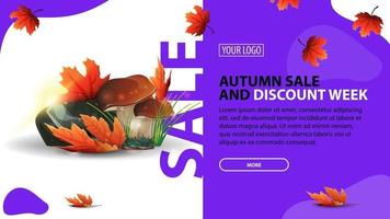 Autumn sale and discount week, horizontal discount banner vector