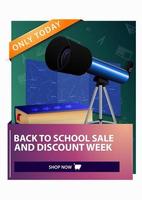 Back to school and discount week, discount vertical web banner vector