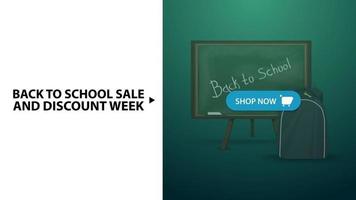 Back to school and discount week, green horizontal discount vector