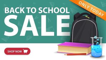 Back to school sale, modern discount banner with button