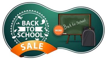 Back to school sale, modern green discount banner with school Board vector