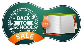 Back to school sale, modern green discount banner vector