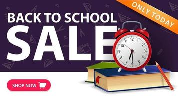 Back to school sale, modern discount banner with button vector