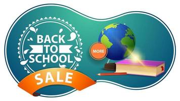 Back to school sale, modern green discount banner with globe