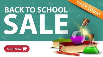 Back to school sale, modern discount banner with button vector