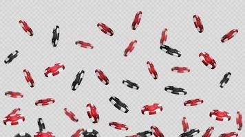 Falling poker gambling red and black chips isolated on white vector