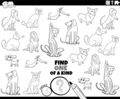 one of a kind task with pedigree dogs coloring book page vector