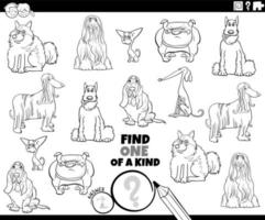 Único juego con perros de raza pura página de libro para colorear vector