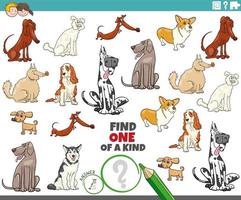 one of a kind task for kids with cartoon dog breeds vector