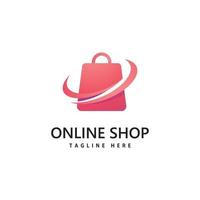 logotipo de la tienda de bolsas de compras. diseño de logotipo de compras online vector