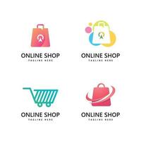 shopping bag store logo. online shopping logo design vector