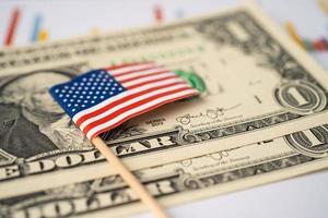 USA America flag on dollar banknotes photo