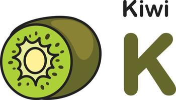 Ilustración de vector de letra del alfabeto k-kiwi