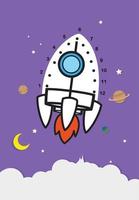 Numbers game education game for children.the rocket in the air vector