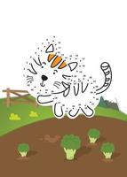 Numbers game education game for children.cat walking on the hill vector