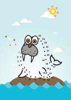 Numbers game education game for children.sea lion posing on a rock vector