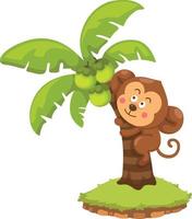 illustration of coconut palm tree and monkey vector