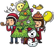 Hand drawn party merry christmas. illustration vector