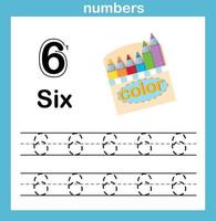 number exercise with cartoon illustration, vector