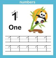 number exercise with cartoon illustration, vector