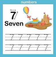 number exercise with cartoon illustration, vector