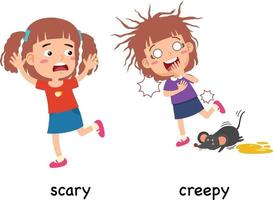 synonyms adjectives scary and creepy vector illustration